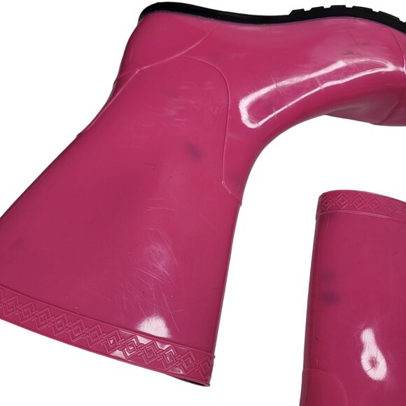 UGG Pink Rubber Rain Boots Girl Size 1 Waterproof Durable discoloration on boots - Picture 6 of 6